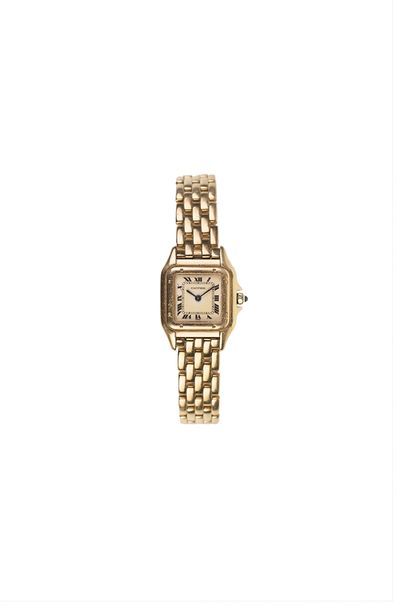 null CARTIER (Vers 1990). Montre dame, modèle PanThere, boîte et bracelet en or 18K(750/1000),...