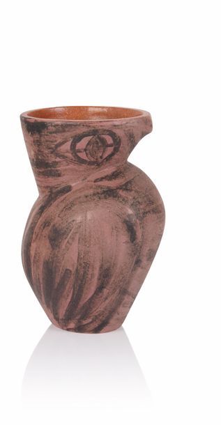 null Jacques Blin (1920-1995) Vase « Chouette » en céramique à décor émaillé noir...