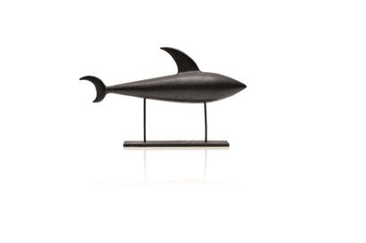 null Georges Jouve (1910-1964) Requin. Circa 1955. Céramique émaillée noire sur un...