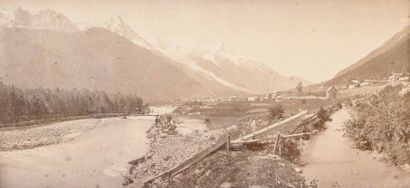 null BRAUN Adolphe (1811-1877). DEUX Panoramas, paysage montagneux et marina. Circa...