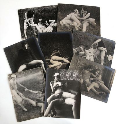 null ANONYME. Nus féminins. Circa 1950-70. Huit tirages et reproductions en noir...
