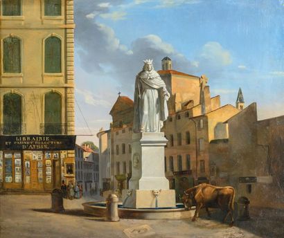  Philippe MARBEAU (1807-1861) Statue du Roi René sur le cours Mirabeau, Aix-en-Provence....