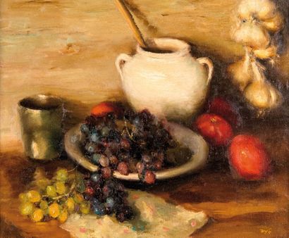 null Marcel DYF (1899-1985) Nature morte aux raisins. Huile sur toile. Signée en...