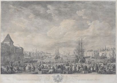  D’après Joseph VERNET (1714 - 1789) L’Intérieur du Port de Marseille. Gravure, Eau...