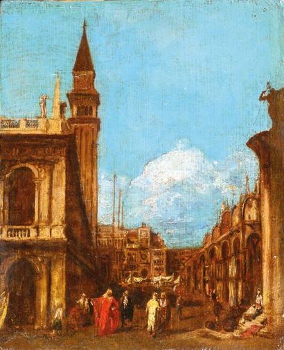 null École française du XIXe siècle. Venise. Huile sur panneau. 25 x 20 cm. 