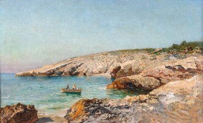  Raphaël Luc PONSON (1835-1904) Pêcheurs dans la anse à Sausset près du Grand Val....