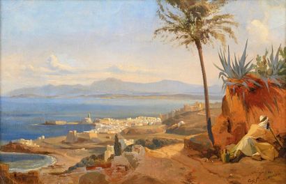 null Niels SIMONSEN (1807-1885) Fumeur sur les hauteurs d’Alger. 1840. Huile sur...