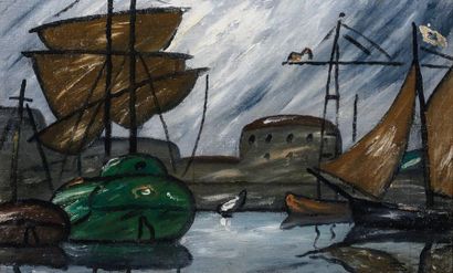 null Louis Mathieu VERDILHAN (1875-1928) Voiliers dans le port. Huile sur toile....