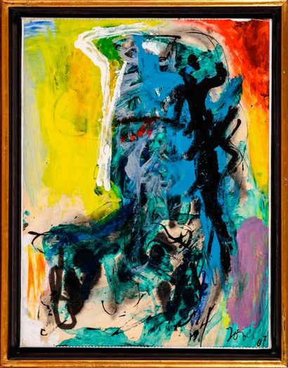 null ** Asger JORN (1914-1973)

Composition. 1967. Huile sur papier marouflée sur...