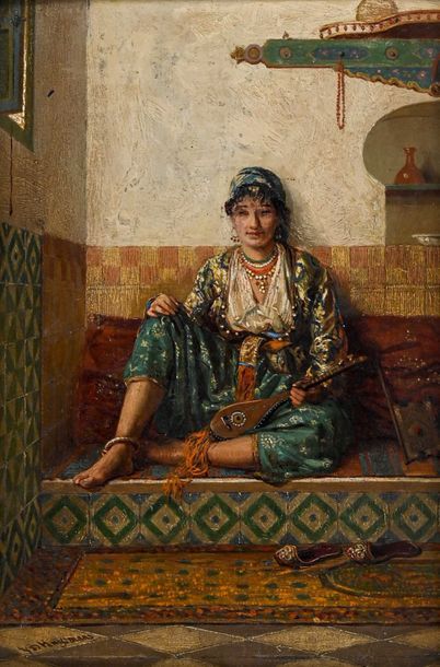 null Jan Baptist HUYSMANS (1826-1906) Jeune musicienne algérienne (Algerian Moorish...