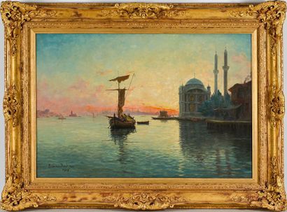 null François Léon PRIEUR-BARDIN (1870-1939) Coucher de soleil sur Istanbul. 1905....