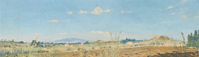 null Pierre FAGET-GERMAIN (1890-1961) Paysage panoramique. Huile sur carton. Signée...