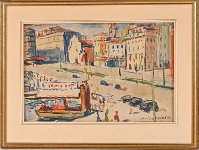 null Louis AUDIBERT (1881-1983) Le quai animé à Marseille. Aquarelle. Signée en bas...