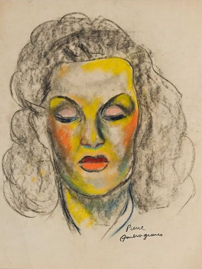 null Pierre AMBROGIANI (1907-1985) Portrait de femme. Pastel. Signée en bas à droite....