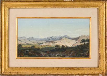 null Raphaël Luc PONSON (1835-1904) Paysage animé. 1856. Gouache. Signée et datée...
