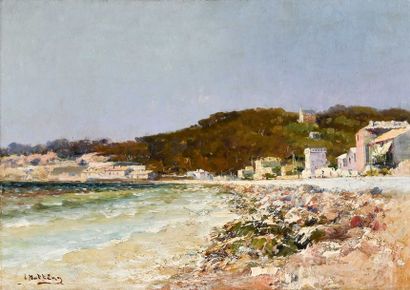 null Louis NATTERO (1870-1915) La pointe rouge à Marseille. Huile sur toile. Signée...