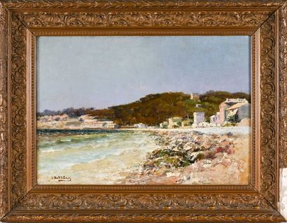 null Louis NATTERO (1870-1915) La pointe rouge à Marseille. Huile sur toile. Signée...