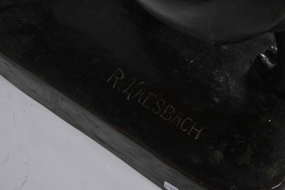 null Rudolf KAESBACH (1873-1955) Archer à genoux. Bronze à patine noire. Signée sur...