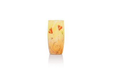 null Daum Vase gobelet en verre gravé à l’acide et émaillé à décor polychrome de...