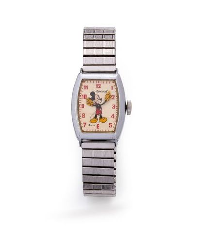 null INGERSOLL 

Iconic metal "Mickey" watch with mechanical movement. -Metal barrel...