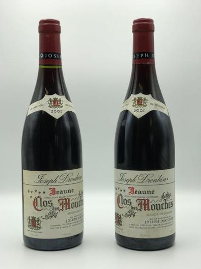 null 2 bouteilles Beaune Clos des Mouches Drouhin 2001 (1 étiq. très lég. tachée...