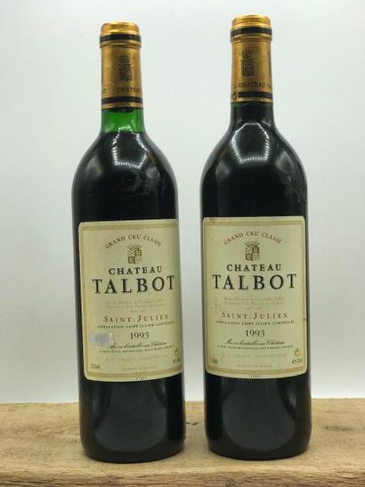 null 2 bouteilles Château Talbot 4e Cru Classé Saint-julien 1993 (niveau : bas goulot,...