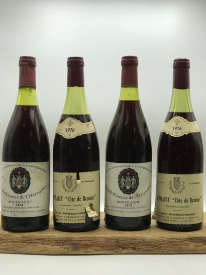 null 2 bouteilles Meursault Côte de Beaune Bouzereau Gruère 1976 (niveaux: 1 à 4,5cm...