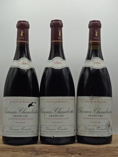 null 3 bouteilles Charmes-Chambertin Domaine Tortochot GC 2006 (1 étiq très lég griffée,...