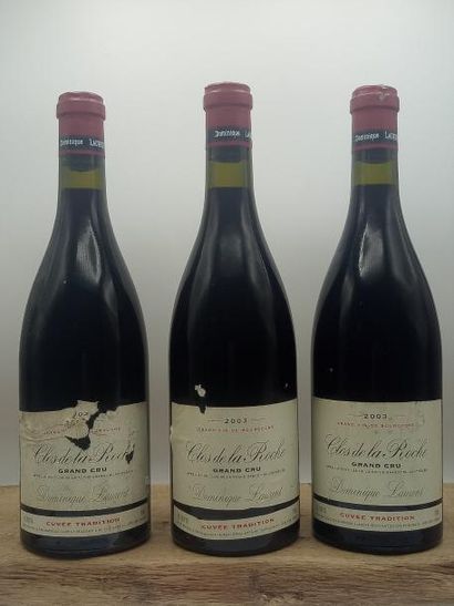 null 3 bouteilles Clos de la Roche Dominique Laurent GC "Cuvée tradition" 2003 (étiq....