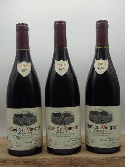 null 3 bouteilles Clos de Vougeot Domaine Henri Rebourseau 2003.