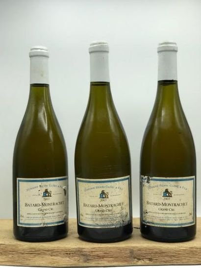 null 3 bouteilles Batard-Montrachet GC Domaine H. Clerc & fils 2003 (étiq. très lég....