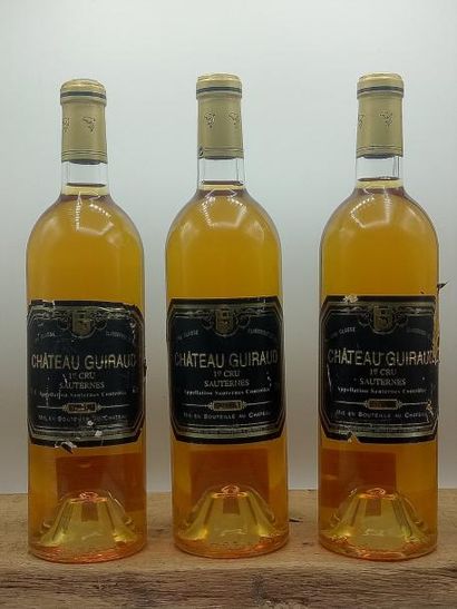 null 3 bouteilles Château Guiraud 1er Cru Sauternes 1998 (Etiq. lég. griffées)