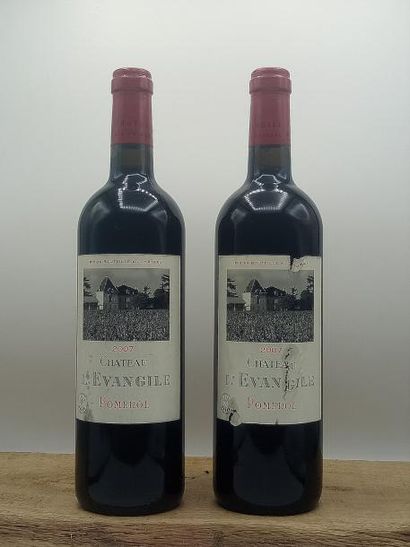 null 2 bouteilles Château L'Evangile Pomerol 2007 (étiq. Lég. griffées)