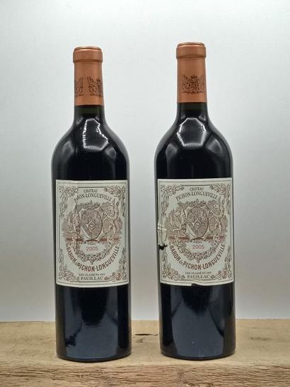 null 2 bouteilles Château Pichon Longueville Baron 2eme GCC Pauillac 2005 (étiq....