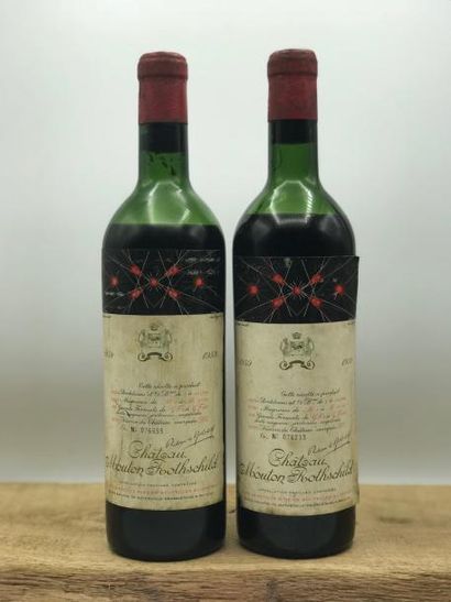 null 2 bouteilles Château Mouton Rothschild 1er Cru Classé Pauillac 1959 (niveau...