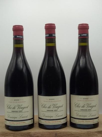 null 3 bouteilles Clos de Vougeot GC "Cuvée Tradition" Dominique Laurent (1 etiq....