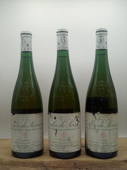 null 3 bouteilles Savennières Clos de la coulée de Serrant Nicolas Joly 1999 (Etiq....