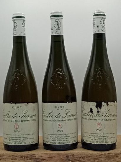 null 3 bouteilles Savennières Clos de la coulée de Serrant Nicolas Joly 2004 (1 Etiq....
