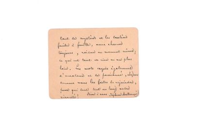 MALLARMÉ Stéphane (1842-1898) 
Signed autograph card addressed to the art critic...