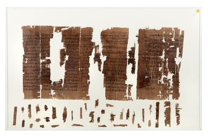 EGYPTE 
Papyrus Tamerit 1. Exceptional papyrus written in red and black ink of seventeen...