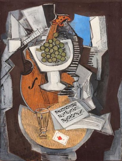Ismael de LA SERNA (1897-1968) Composition au guéridon, 1931 Huile, gouache et crayon...