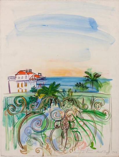 RAOUL DUFY 劳尔·杜飞 (1877-1953) Fenetre ouverte a Cannes, 1942
Aquarelle et gouache...