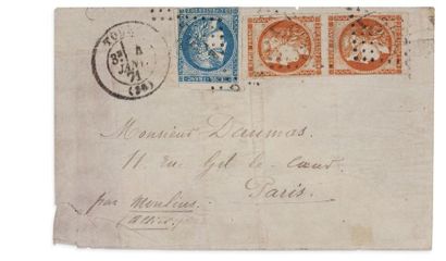  BOULES DE MOULINS, SANS CACHET D'ARRIVÉE - Pli contenant une lettre manuscrite datée...