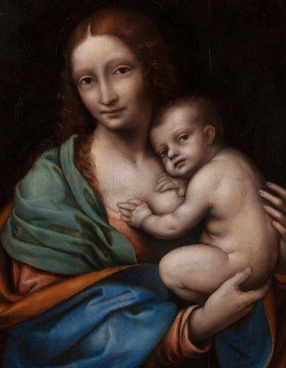ATTRIBUÉ À GIOVAN PIETRO RIZZOLI DIT GIAMPIETRINO (MILAN 1495 - 1521) Vierge à l'enfant
Panneau
42...