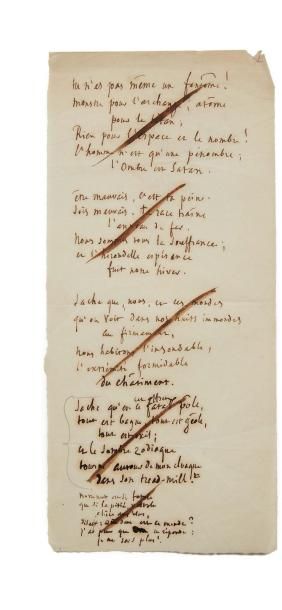 HUGO VICTOR 维克多·雨果 (1802-1885) * MANUSCRIT autographe pour le poème Ocean; 1 page...