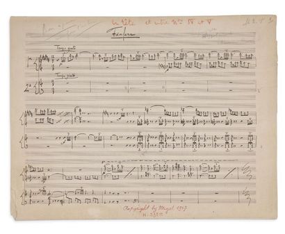 RAVEL MAURICE 莫里斯·拉威尔 (1875-1937) * MANUSCRIT MUSICAL autographe signé, Fanfare,...