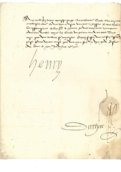 Henri ii (1519-1559) 
Lettre signée «Henry», Annet 24 juin 1547, à Hercule II d'ESTE,...