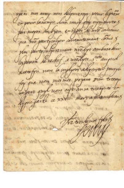 HENRI IV (1553-1610) 
Lettre autographe signée «Henry», Fontainebleau 28 mars [1608],...
