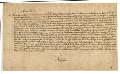 JEAN II, DIT LE BON (1319-1364) Lettre signée «Jehan», Windsor 26 novembre, à son...