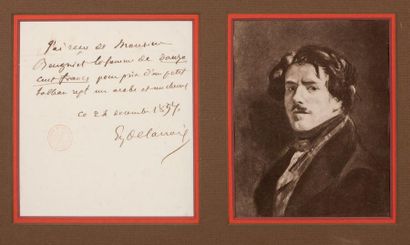 DELACROIX Eugène (1798 - 1863) P.A.S., 24 décembre 1857; 1 page in-12, cachet de...